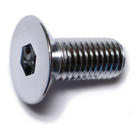 Midwest Fastener M12-1.75 Socket Head Cap Screw, Flat, Chrome Plated Steel, 30 mm Length, 10 PK 30106